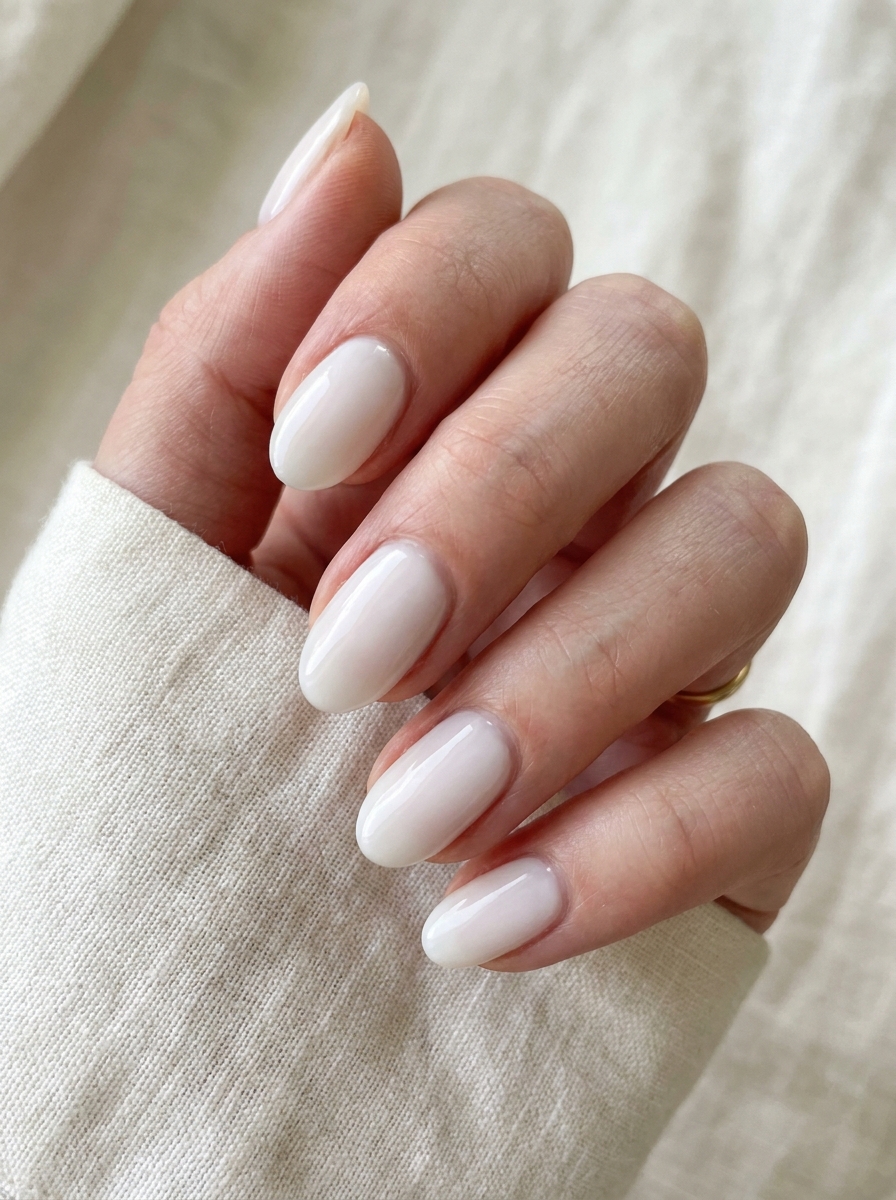 Milky White Ovale Nägel als Ovale Nägel Inspiration 2026